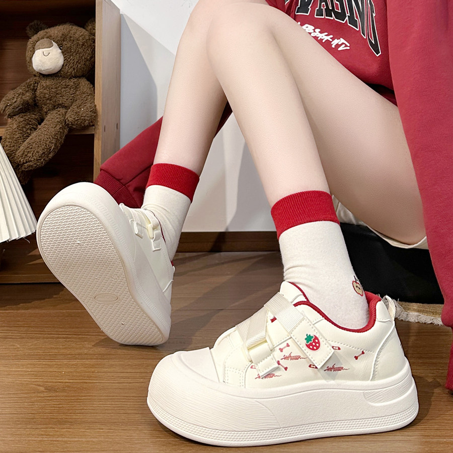回力酒红魔术贴小白鞋女2026新款百搭学生板鞋女厚底轻便休闲鞋女,女鞋,休闲板鞋,淘宝优惠券,粉丝福利购,淘宝优惠卷