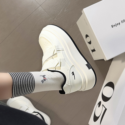 回力松糕底女鞋魔术贴小白鞋女