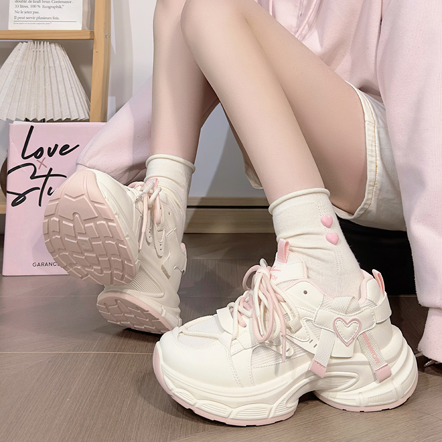 回力爱心桃粉老爹鞋女厚底百搭复古运动鞋子潮流舒适透气休闲鞋女,女鞋,时尚休闲鞋,淘宝优惠券,粉丝福利购,淘宝优惠卷