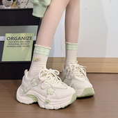 回力薄荷绿蝴蝶老爹鞋 子厚底运动鞋 女2025爆款 百搭复古轻便学生鞋