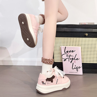 回力可露丽女生鞋子2026爆款粉棕甜妹氛围感小白鞋厚底百搭板鞋潮