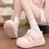 板鞋 人本粉色甜妹鞋 大头鞋 百搭韩版 子女可爱魔术贴少女小白鞋 爆款