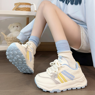 人本多巴胺老爹鞋女2025爆款通勤休闲鞋厚底增高5CM港风运动鞋女