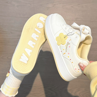 回力柠檬黄小白鞋女2026春季新款厚底增高休闲鞋子校园风百搭板鞋
