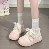 板鞋 人本粉色可爱女鞋 大头鞋 百搭韩版 魔术贴少女小白鞋 女2025爆款