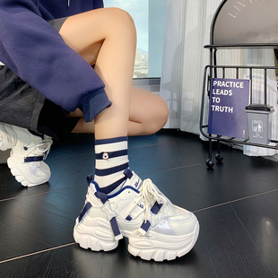 回力加绒女鞋雾霾蓝星星老爹鞋女款冬季时尚运动鞋百搭厚底休闲鞋