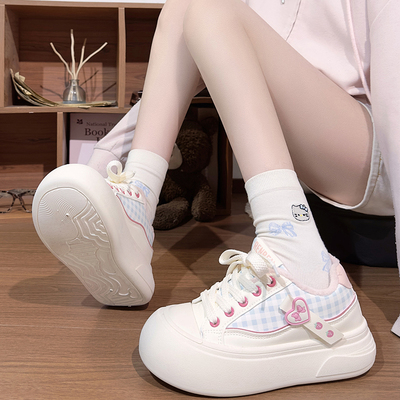 人本粉色少女心加绒小白鞋女冬季爆款保暖百搭鞋子二棉韩版板鞋女