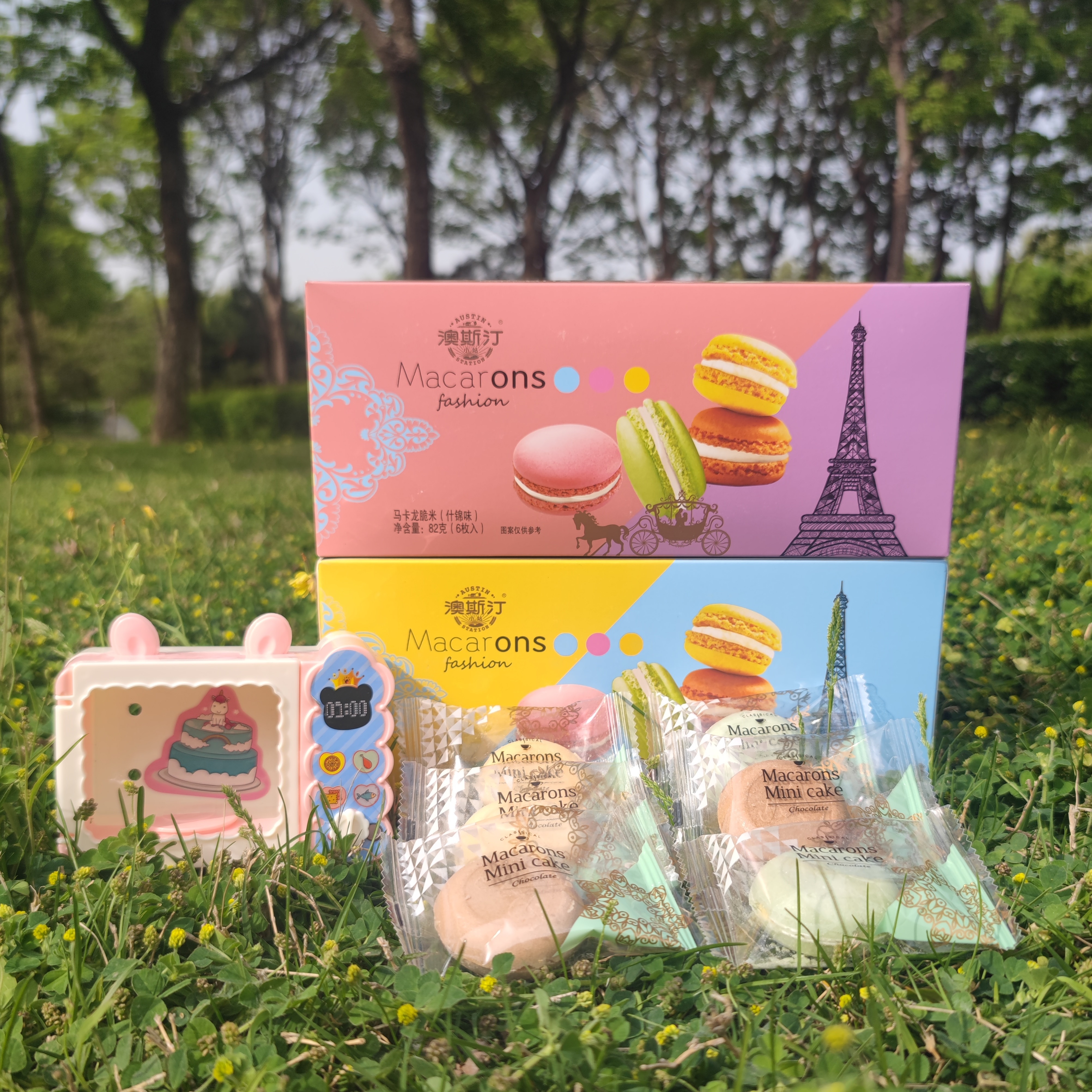 澳斯汀马卡龙脆米什锦味82g盒装西式糕点夹心菠萝芒果猕猴桃果肉