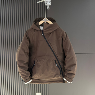 【香港·尊荣定制】冬季石墨烯羽绒服男工装斜拉链户外加厚外套