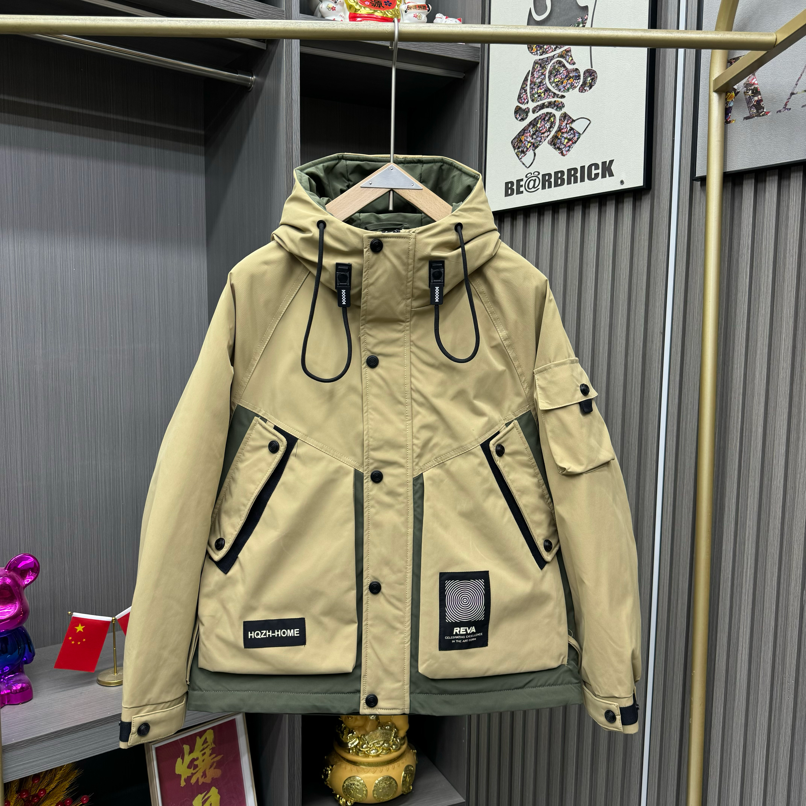 连帽工装冲锋衣男冬季新款