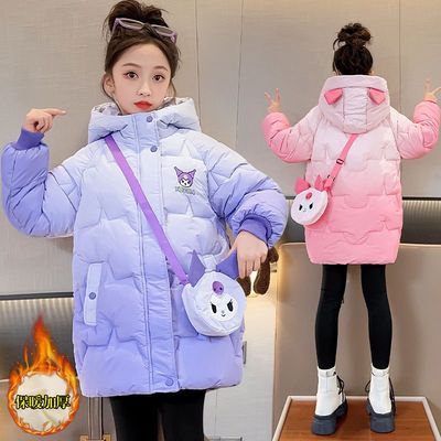 女童棉服冬装2025新款外套中长款羽绒棉衣冬季儿童加厚加绒棉袄潮