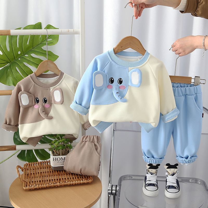 宝宝春秋套装2025新款洋气卫衣1-3岁男童春季卡通衣服婴儿运动装4