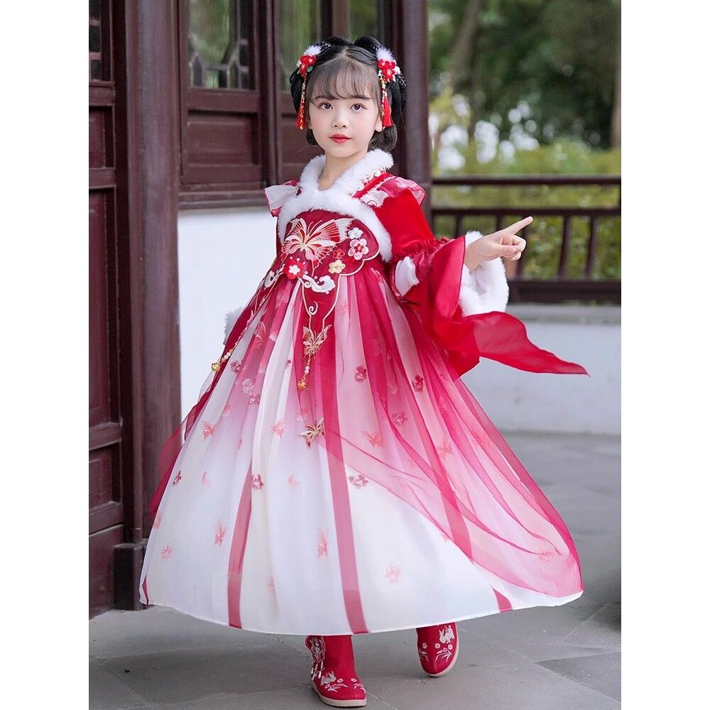 拜年服女童秋款汉服2025新款中国风儿童宝宝新年唐装喜庆衣服秋季图片