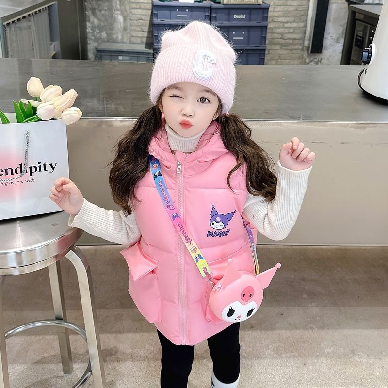 女童库洛米马甲秋冬外穿洋气2025冬季新款儿童羽绒棉马夹宝宝冬装