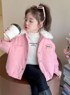 女童秋冬装夹棉外套2025新款洋气儿童冬季加厚派克服风衣女孩上衣