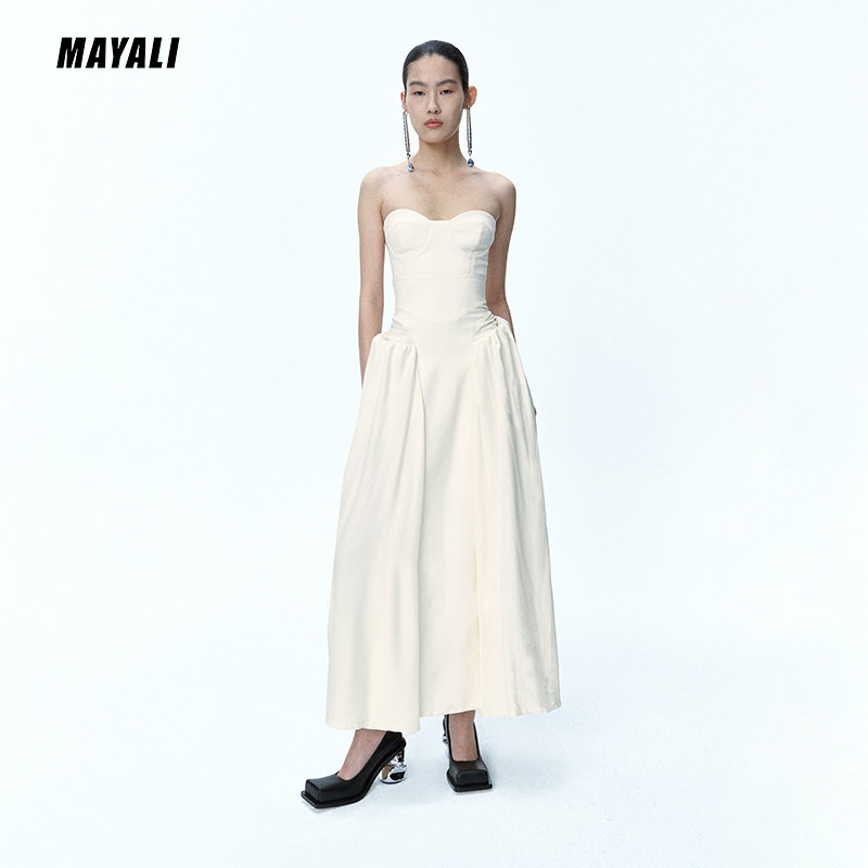 MAYALI抹胸上衣女士拉链鱼骨紧身束腰几何外穿修身塑形送礼物