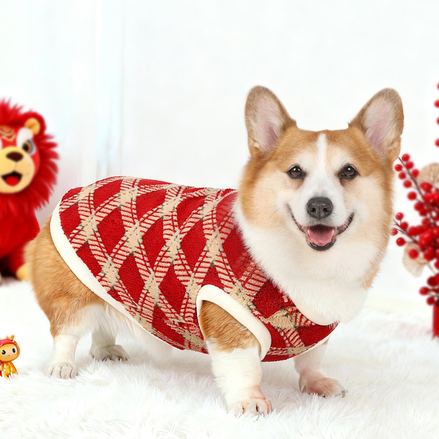 宠物狗狗衣服保暖背心秋冬款马甲柯基柴犬博美中型犬新年喜庆过年