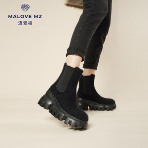 MALOVEMZ厚底毛毛短靴