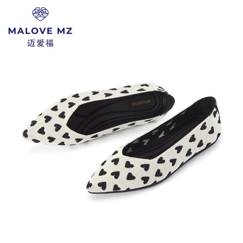 迈爱福MALOVE MZ王妃鞋2022春季新款爱心平底鞋尖头单鞋女