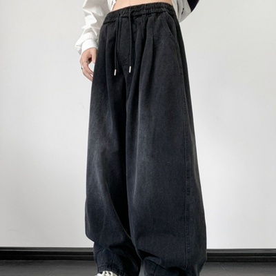 男春季厚款美式复古直筒宽松牛仔