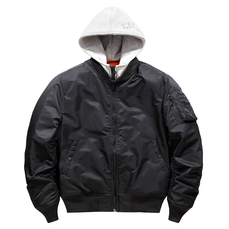 秋冬新款飞行员夹克可拆帽