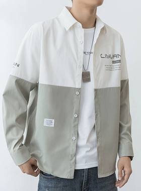 春秋季男士长袖衬衫加绒工装潮牌