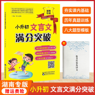 小升初直通名校文言文满分突破湖南专版小学文言文课外阅读经典文言文全解教辅翻译课外必背语文阅读训练名校真题教导资料
