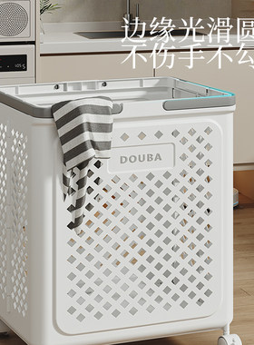 折叠小推车脏衣篮卫生间脏衣服大容量收纳筐家用浴室可推拉洗衣篓