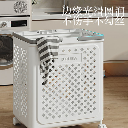 折叠小推车脏衣篮卫生间脏衣服大容量收纳筐家用浴室可推拉洗衣篓
