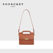 POURCHET 宝榭原创轻奢小众复古牛皮手提包设计感链条法提包包女