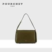 斜挎包大号女士时尚 POURCHET 宝榭25新款 百搭单肩斜挎折页包女