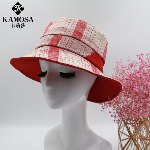卡萌莎渔夫帽女亚麻韩版潮百搭夏季薄款遮阳帽日系防晒显脸小帽子