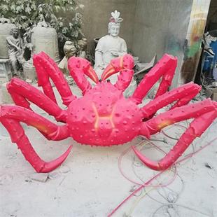 玻璃钢发光帝王蟹雕塑餐厅门头招牌海洋动物螃蟹户外模型摆件