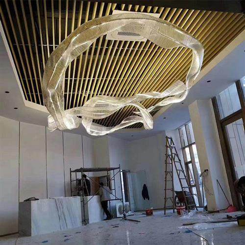 酒店宴会厅飘带玻璃水晶灯吊灯定制异形售楼部沙盘大堂艺术花灯具,家装灯饰光源,客厅吊灯,淘宝优惠券,粉丝福利购,淘宝优惠卷