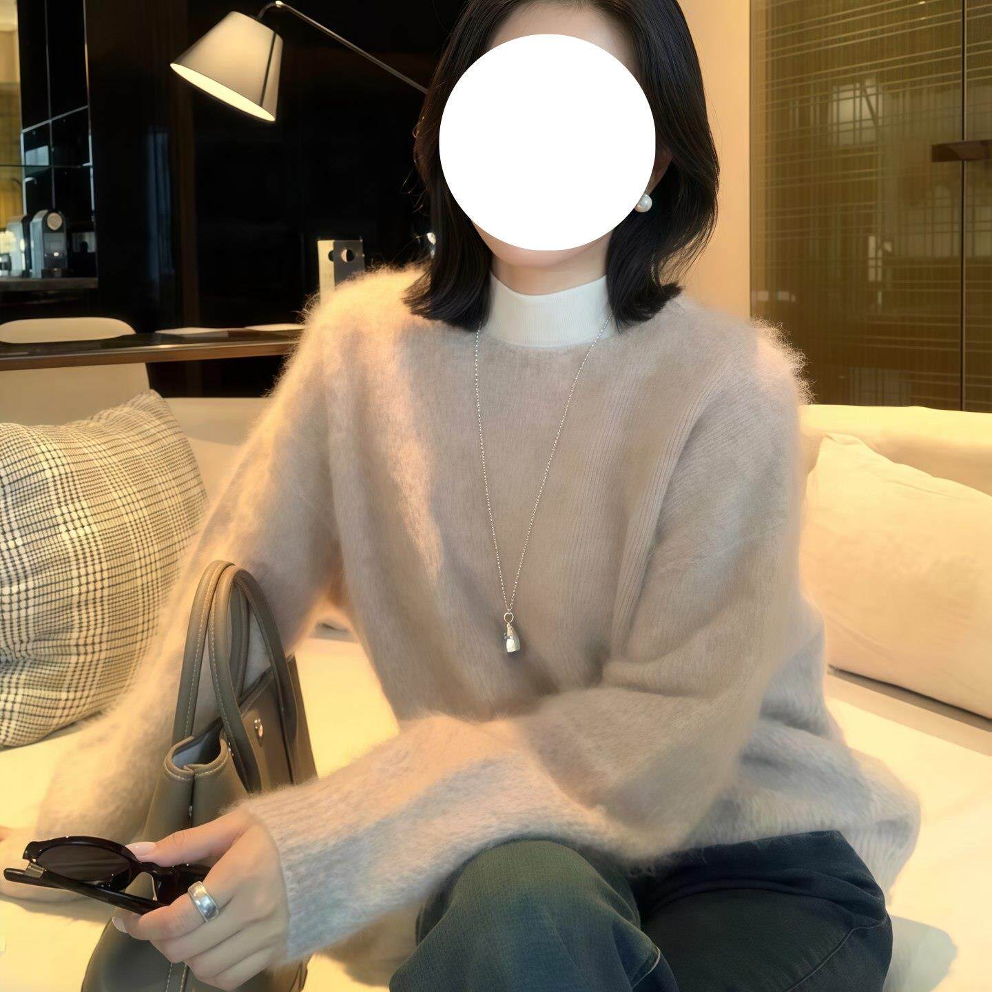 JOYIASS毛绒绒套头长袖毛衣女2025新款秋冬温柔风内搭针织衫软糯