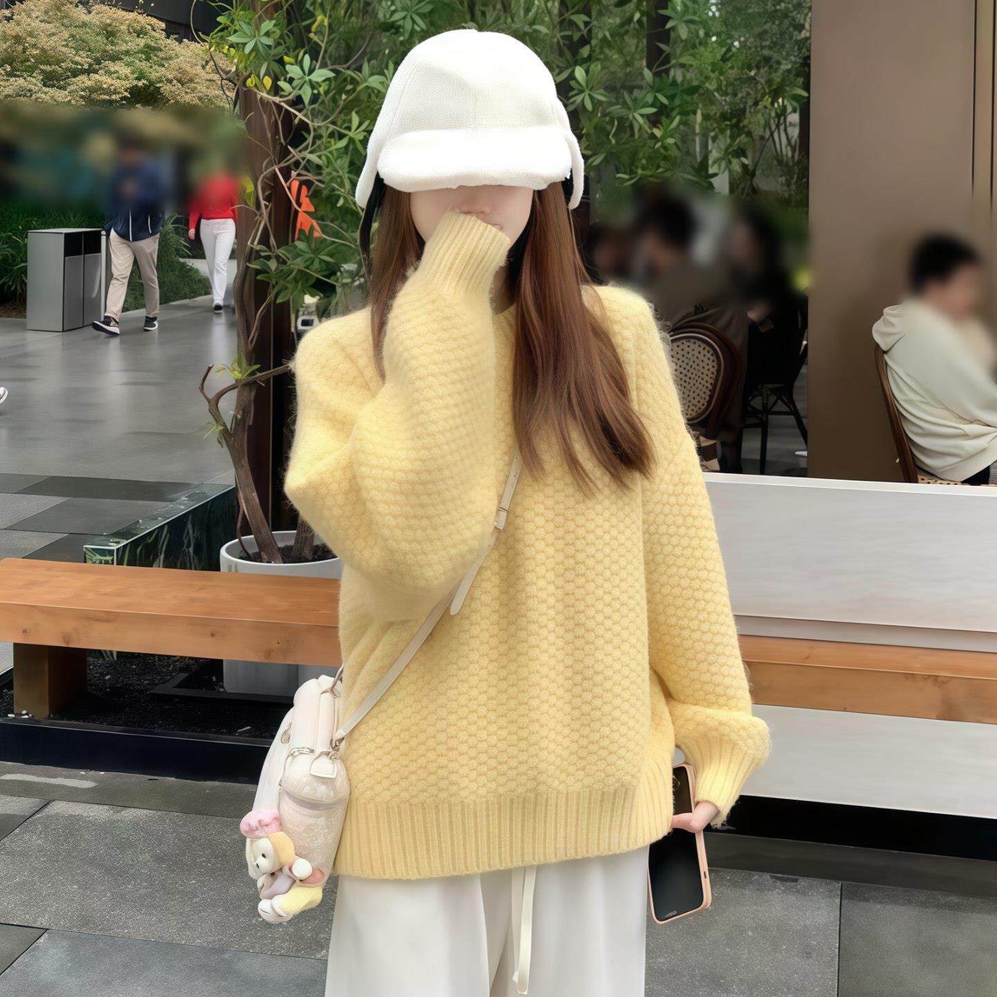 JOYIASS复古红色套头毛衣女2025新款秋冬洋气宽松保暖长袖针织衫