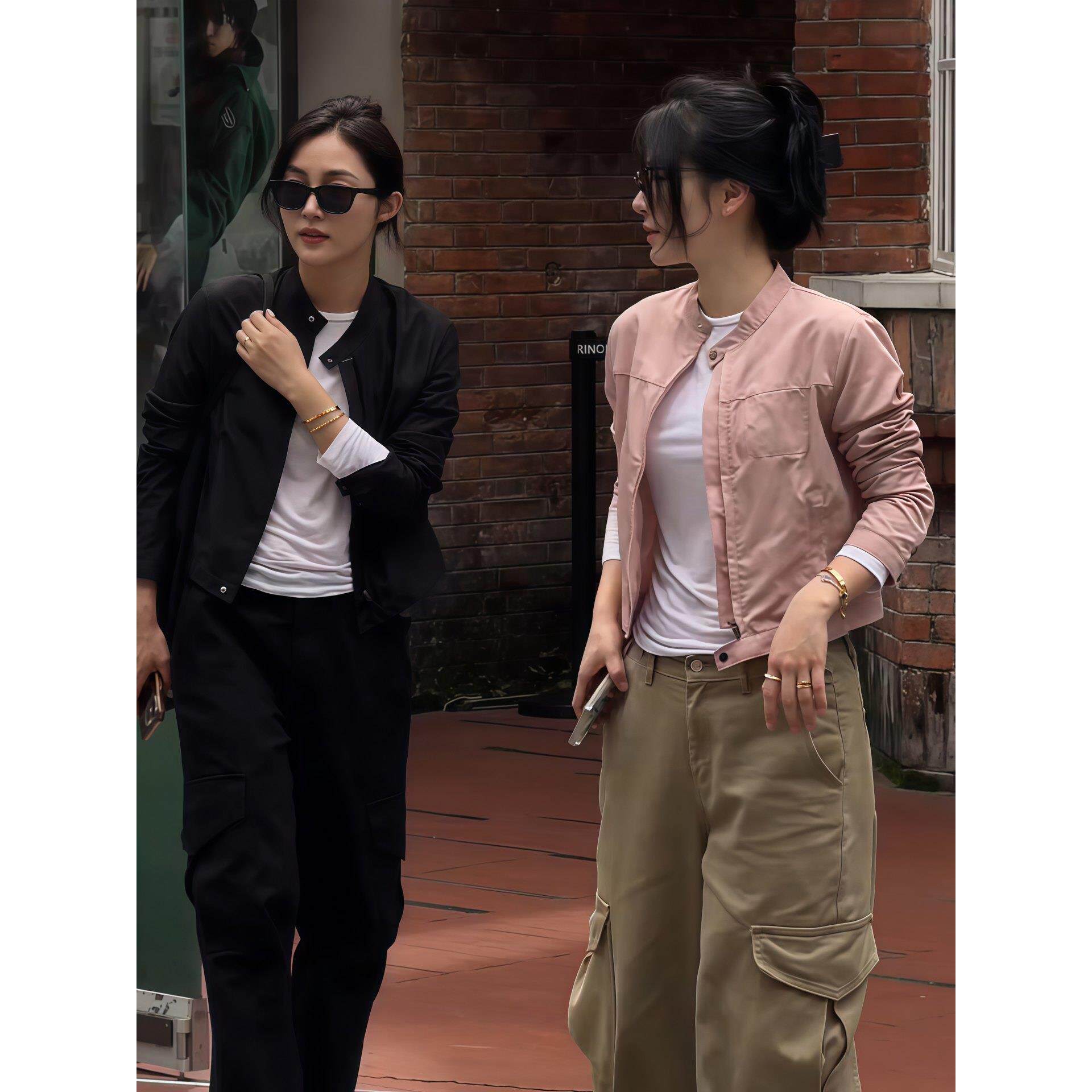 JOYIASS短款夹克小立领外套女早秋2025新款时髦长袖拉炼开衫外穿