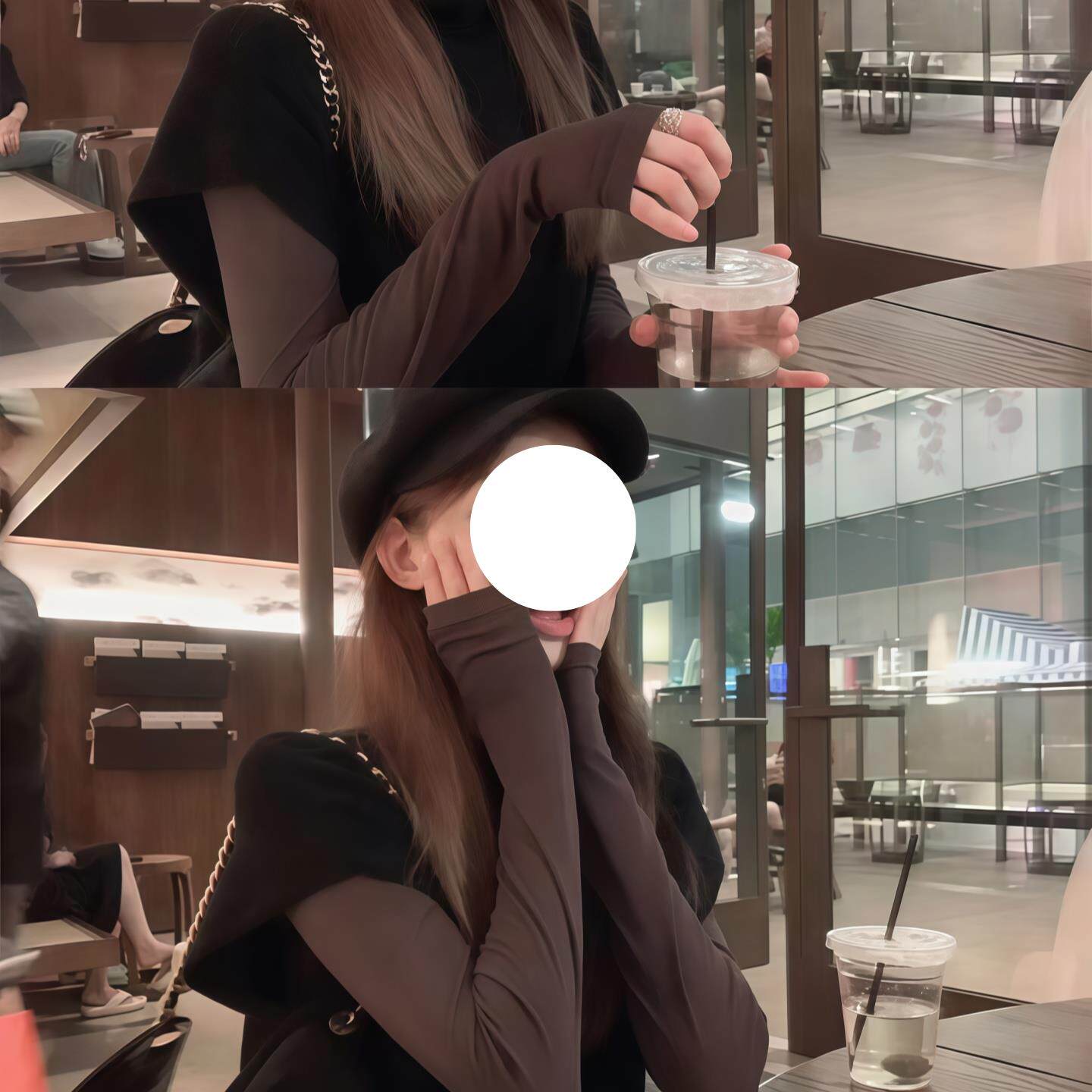 JOYIASS半高领飞飞袖针织马甲女2025新款秋装黑色短袖上衣叠穿咖