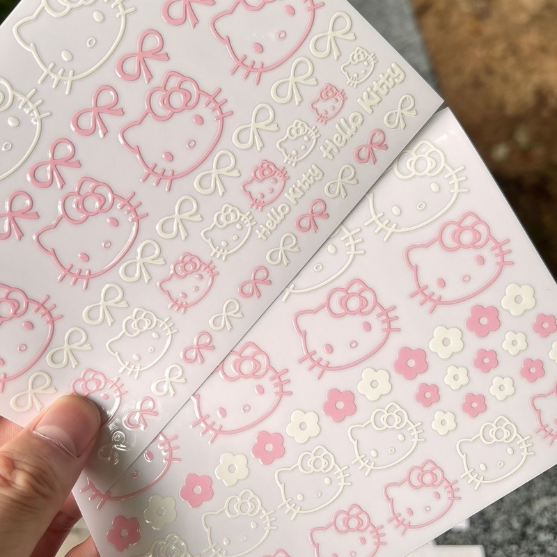 线条KT转印贴纸防水防磨水杯手机耳机装饰可爱水晶贴画结磨留图贴