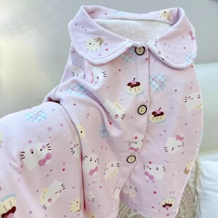 翻领儿童纯棉睡衣女孩女童2025新款秋冬季加厚家居服宝宝长袖套装