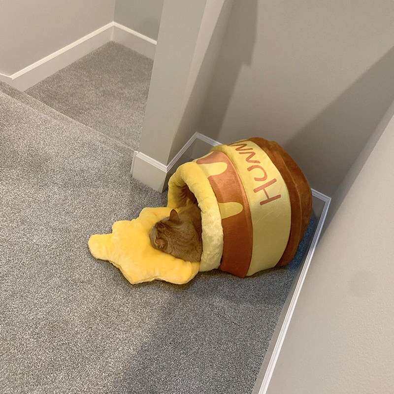 蜂蜜罐猫窝冬天保暖封闭式安全感猫垫子包裹式防寒猫床猫咪睡袋