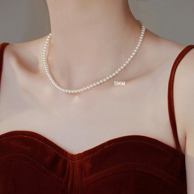 强光正圆气质轻奢珍珠项链