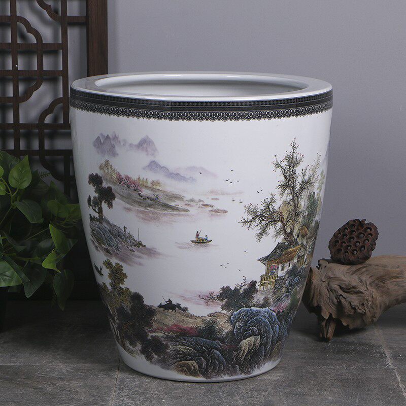 景德镇陶瓷鱼缸大号养荷花睡莲盆水缸庭院客厅书房摆件书画卷轴缸,鲜花速递/花卉仿真/绿植园艺,花盆,淘宝优惠券,粉丝福利购,淘宝优惠卷