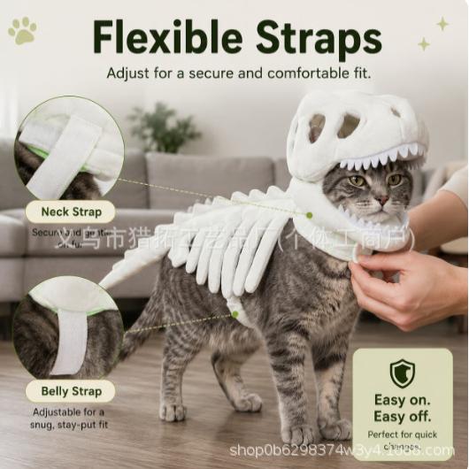 新品Dinosaur skeleton pet clothing夜光恐龙骨架宠物服装