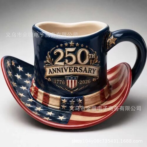 250th Patriotic Cowboy Hat Mug 250周年爱国风牛仔帽马克杯
