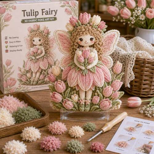 新品Flower Fairy 3D Fabric Poke Art Kit花仙子DIY布艺工艺品