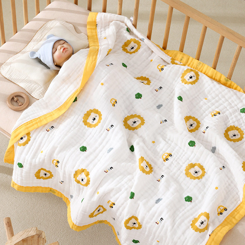 婴儿浴巾纯棉六层纱布洗澡巾新生儿柔软盖毯宝宝印花童被夏凉被