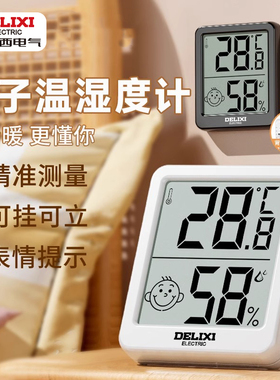 德力西高精度迷你温湿度计温度计家用室内婴儿房壁挂式精准湿度表