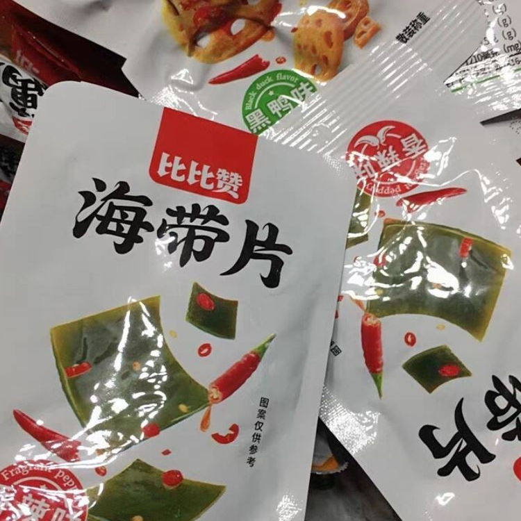 促销比比赞麻辣即食海带片香辣海带丝网红休闲零食海带块风味小吃
