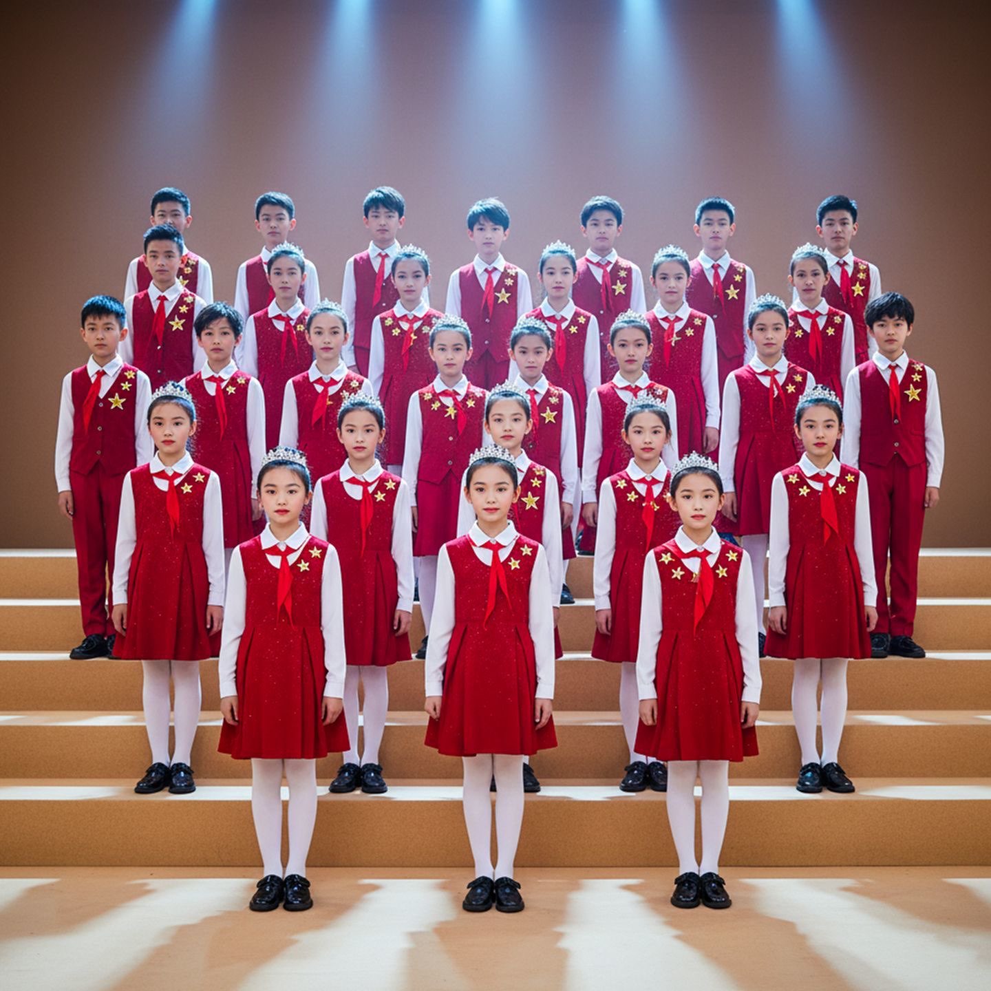 元旦中小学生儿童大合唱演出服红色爱国诗歌朗诵服装演讲歌唱祖国